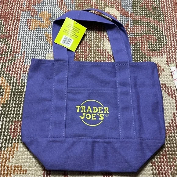 NWT Trader Joe’s Limited Edition Trick or Treat Purple Mini Canvas Tote Bag - Picture 6 of 6
